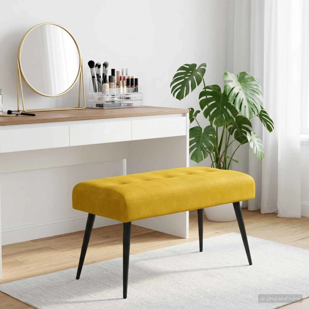 Panchina con bottoni imbottiti Giallo 80 x 40 x 46 cm Velluto 42038522