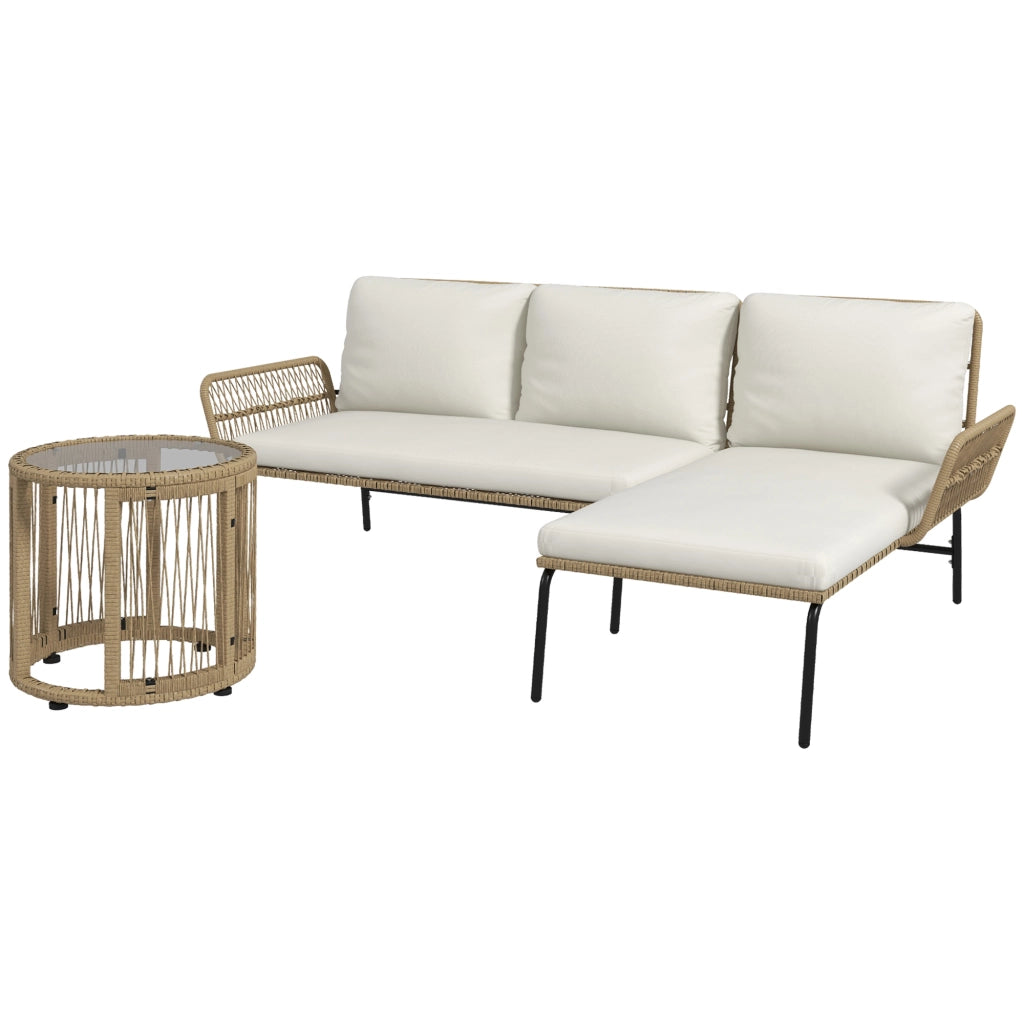 Set salotto da giardino ¨C Xylo ¨C Rattan PE, 122x79x75 cm, naturale e crema