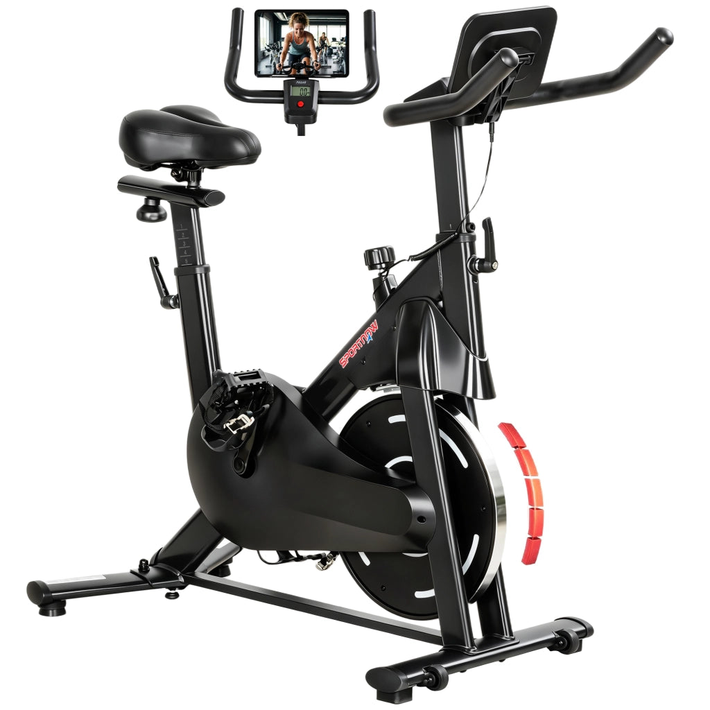 Cyclette Magnetica Regolabile con Display LCD e Supporto per Tablet, in Acciaio e ABS, 103x49x98-112 cm, Nero