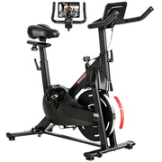 Cyclette Magnetica Regolabile con Display LCD e Supporto per Tablet, in Acciaio e ABS, 103x49x98-112 cm, Nero