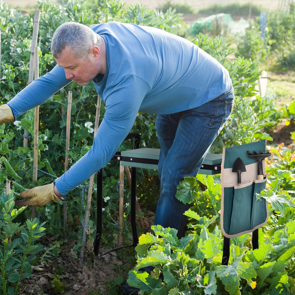 Sgabello da Giardino Pieghevole con Cuscino ¨C zephmum ¨C Verde Nero