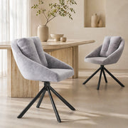 SEDIA Girevole 360° in Velluto Grigio Set da 2 pezzi