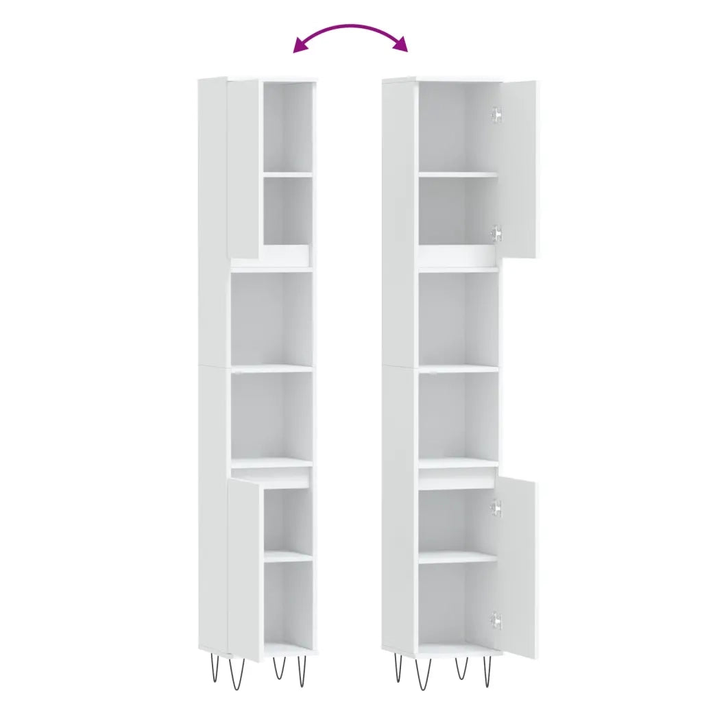 Armadietto da Bagno | Armadio da bagno Bianco 30x30x190 cm in Legno Multistrato