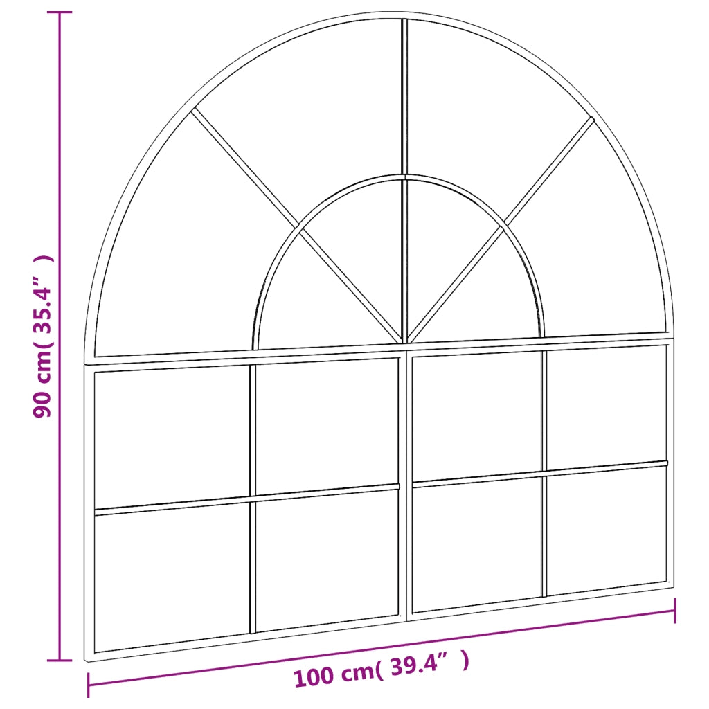 Specchio da Parete | Specchio decorativo Nero 100x90 cm Arco in Ferro