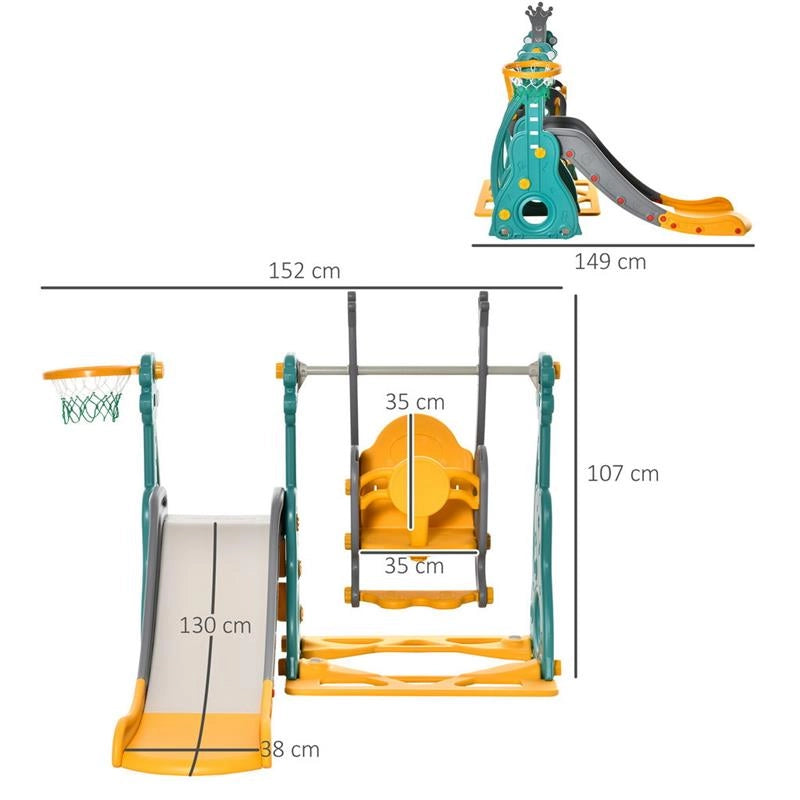 SCIVOLO PER BAMBINI 18 MESI-3 ANNI CON ALTALENA REGOLABILE E CANESTRO