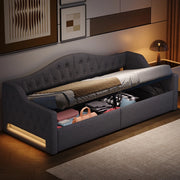 Struttura letto contenitore imbottito con LED ¨C MINIMAL ¨C Grigio, 90x200