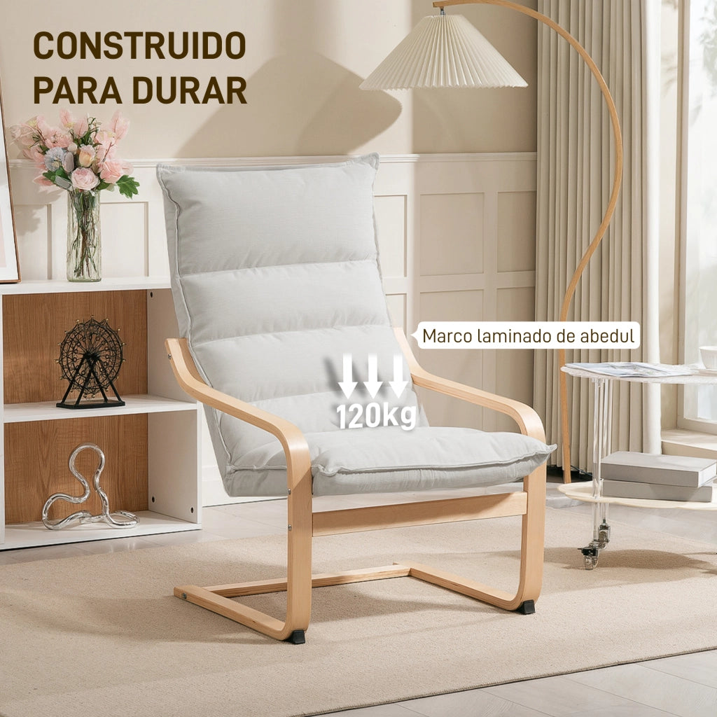 Poltrona con Schienale Alto ¨C Xylo ¨C Tessuto Velluto Crema Gambe Legno 67x83x105 cm