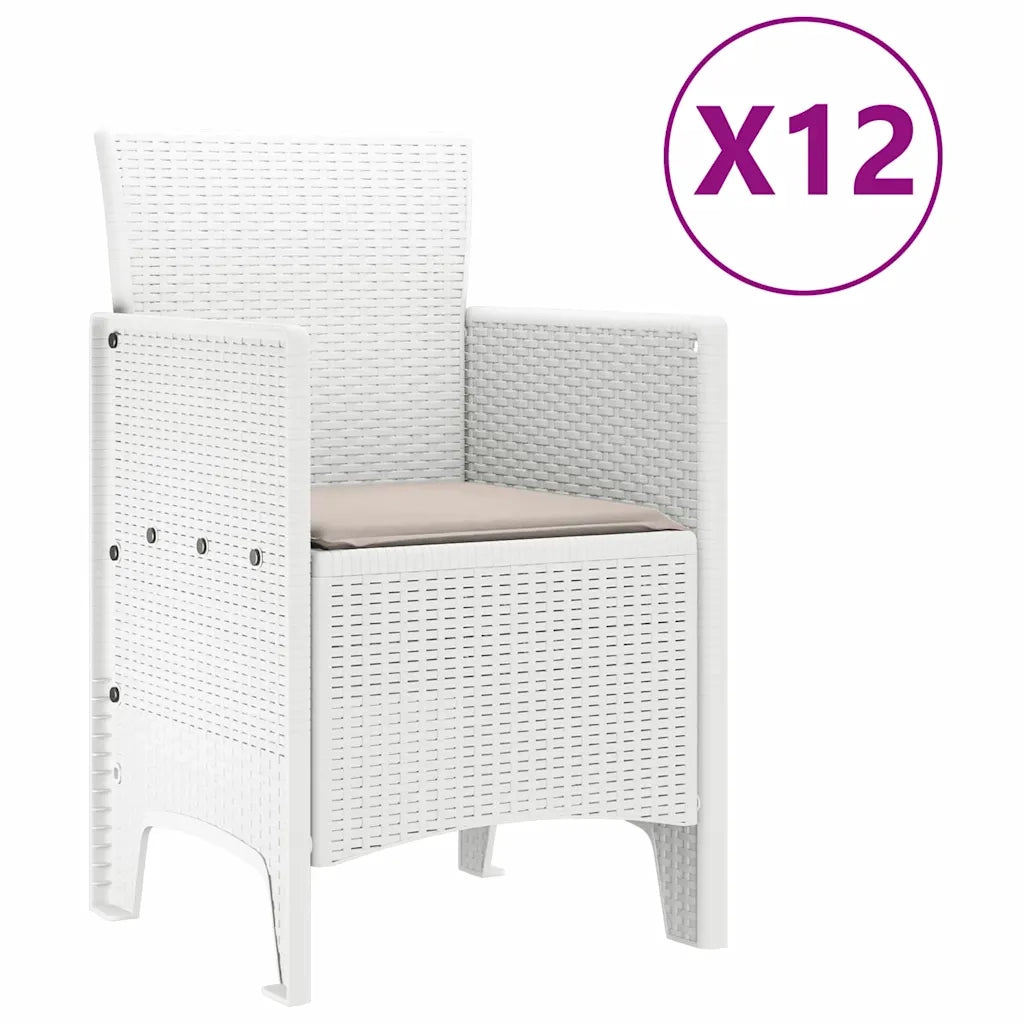 Set da Pranzo per Giardino 13 pcs Bianco e Grigio chiaro