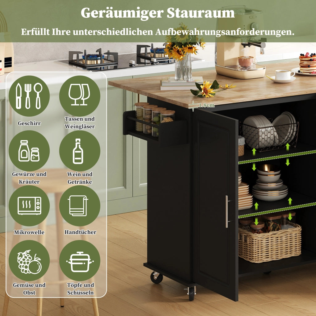 CREDENZA DA CUCINA PIEGHEVOLE 137x43(76)x92 CM NERA IN MDF