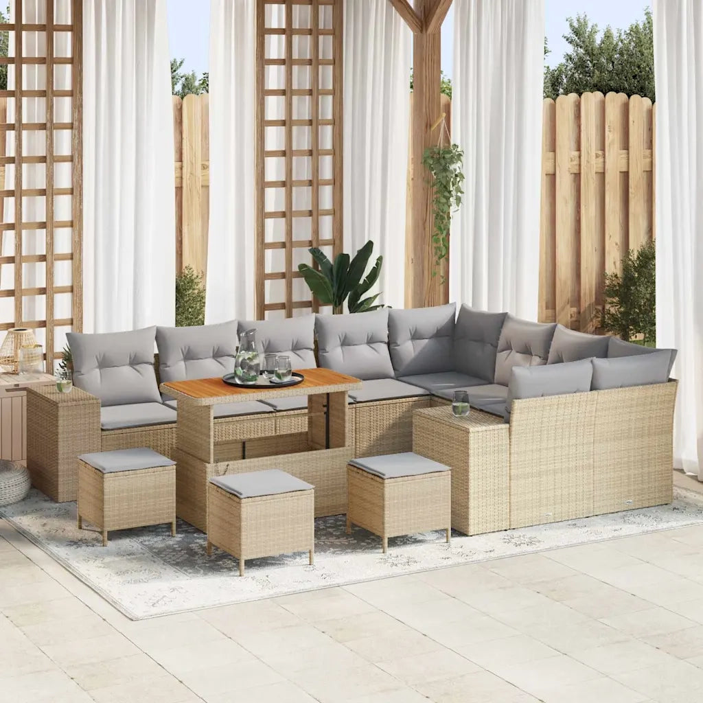 Set Divano da Giardino con cuscino 13 pcs Beige e Grigio Chiaro 3364002