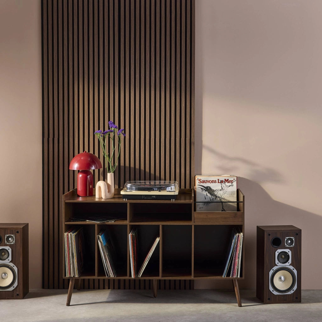 Mobili per vinili xl vintage effetto legno scuro, 130cm, marrone scuro