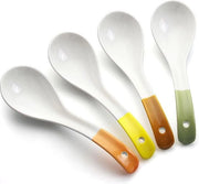 Lepel per Soia, 6,3 Pollici, Ciotola Cinese in Ceramica, Disegno Retro per Ramen, Lepel per Soia e Dumpling, Pacchetto da 4 (Colore)