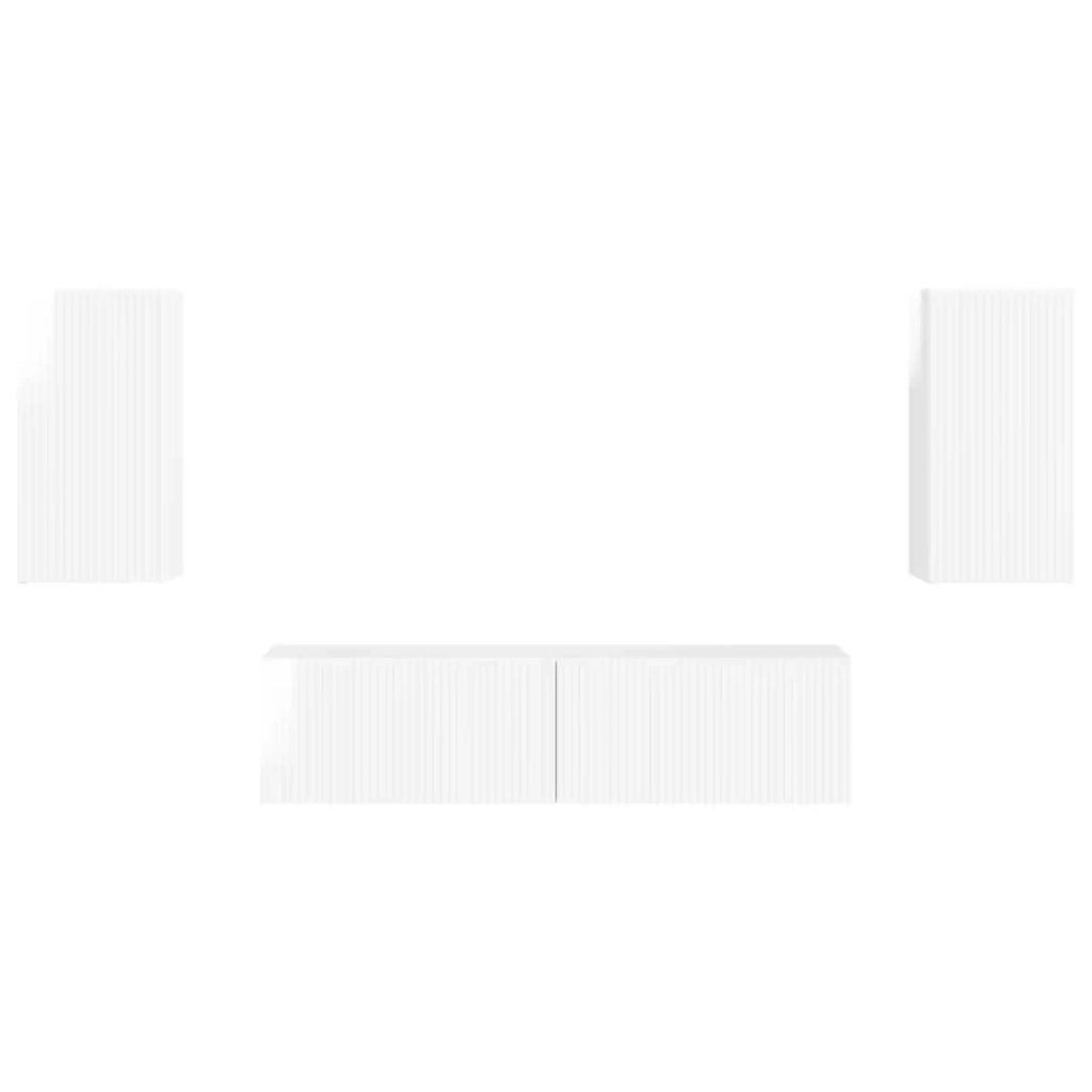 Set mobile TV 4 pcs Bianco Lucido Legno multistrato 3409154