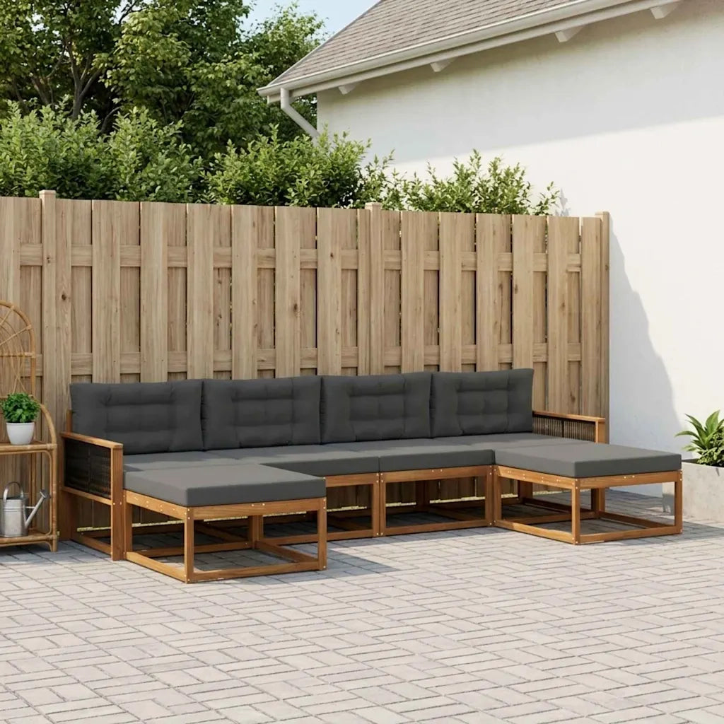 Set di divani da esterno con cuscino 6 pcs Naturale e Antracite 3382785