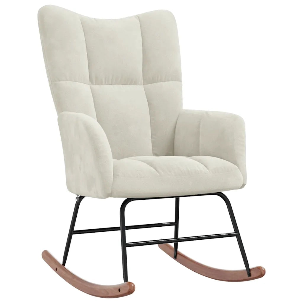 Sedia a Dondolo Crema in Velluto 328148