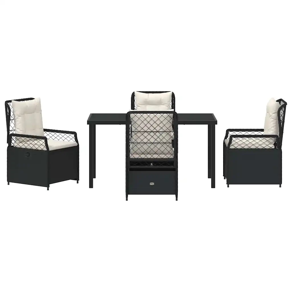 Set da Pranzo per Giardino 5 pcs Nero polyrattan 3380983