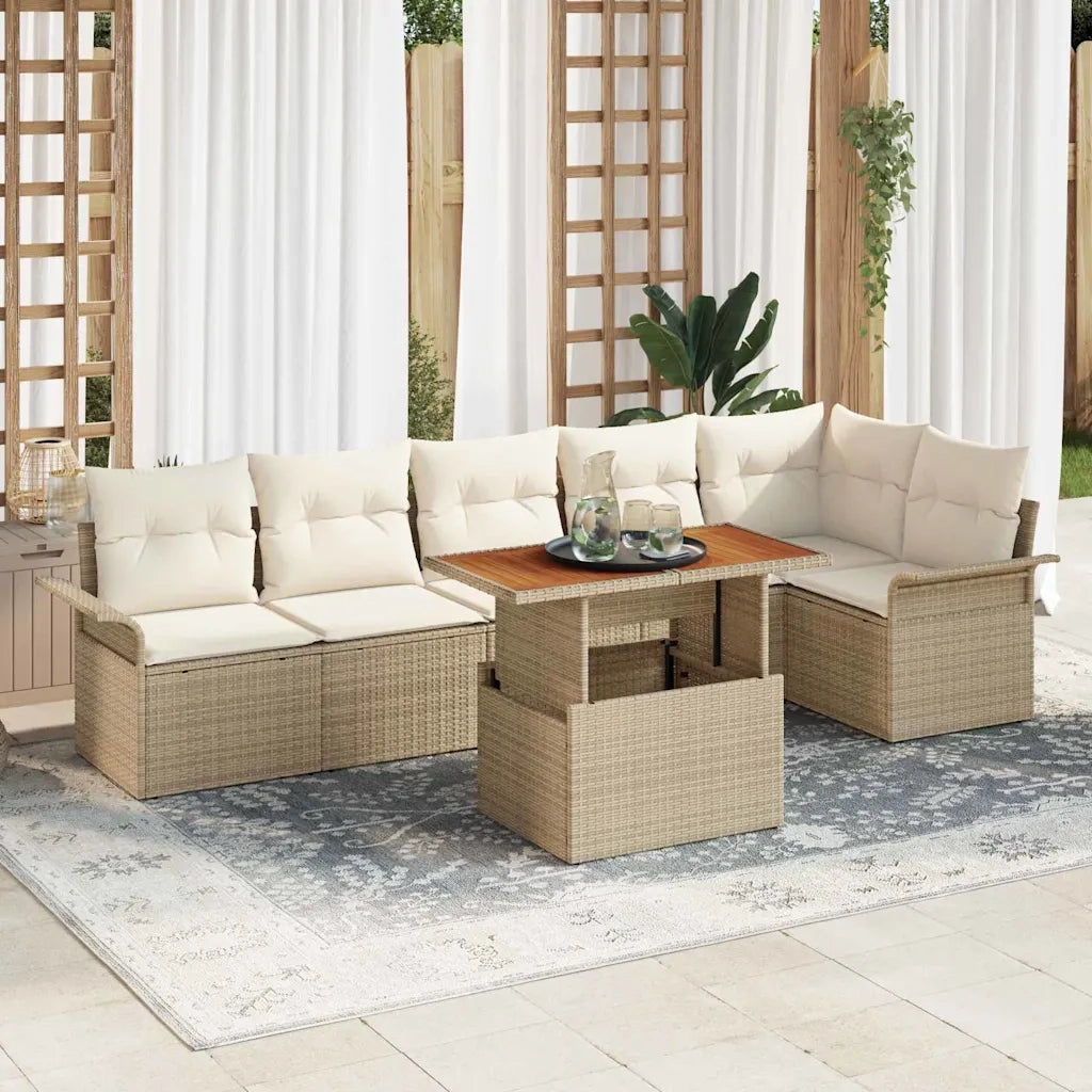 Set Divano da Giardino 7 pcs Beige Poly Rattan 3358080