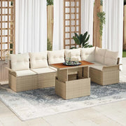 Set Divano da Giardino 7 pcs Beige Poly Rattan 3358080