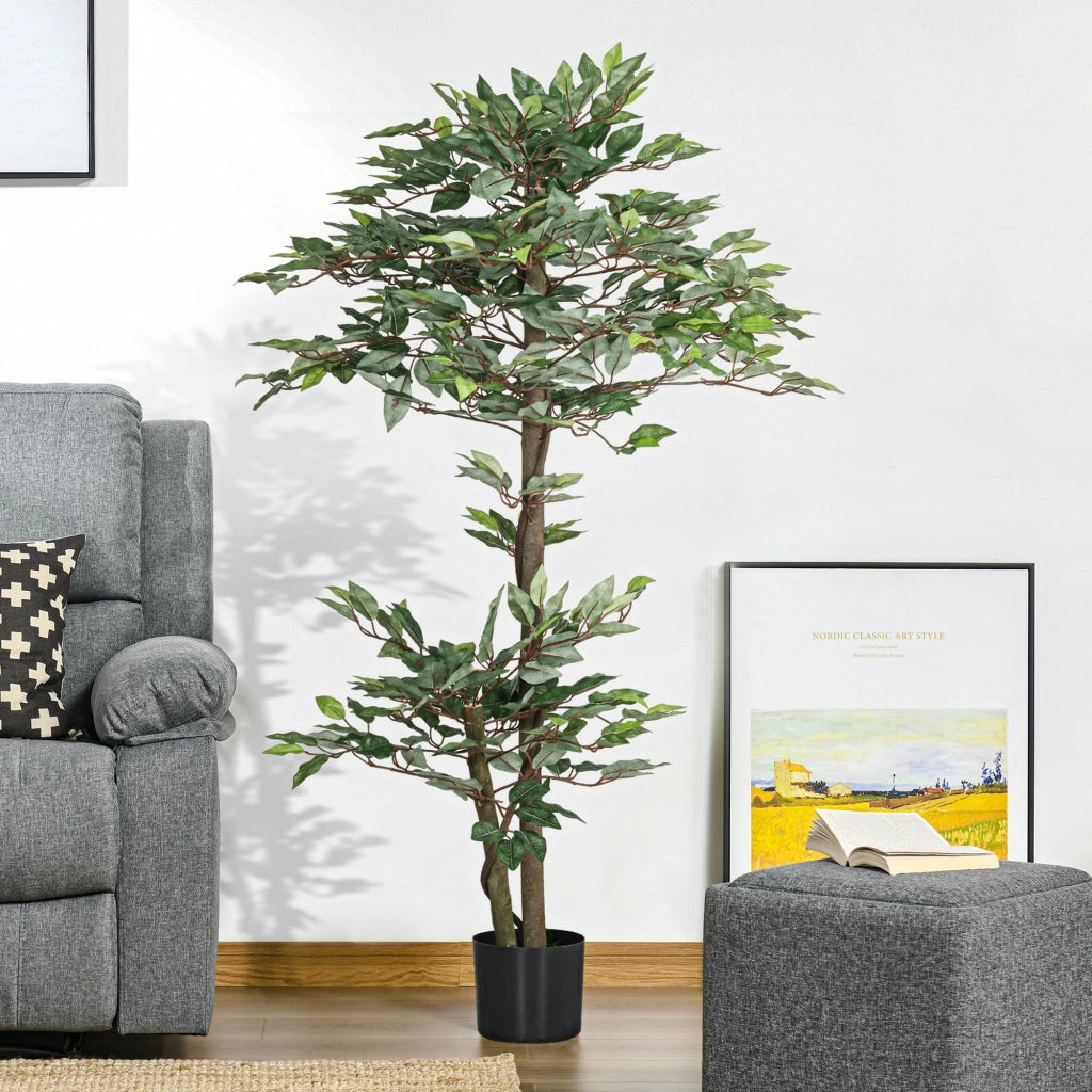 Ficus Artificiale con Muschio e Vaso ¨C Minimal ¨C Verde, 150 cm