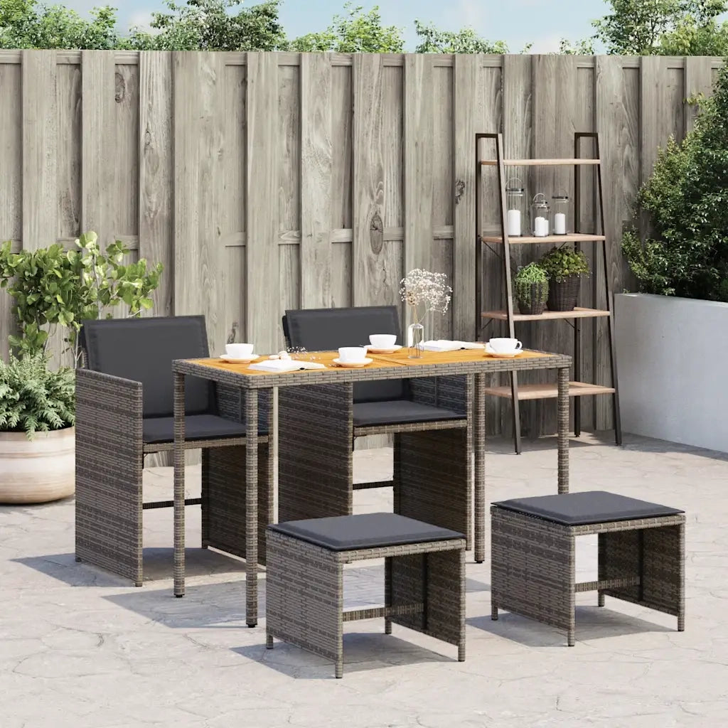 Set da Pranzo da Giardino 5 pz con Cuscini in Polyrattan Grigio 365086