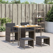 Set da Pranzo da Giardino 5 pz con Cuscini in Polyrattan Grigio 365086