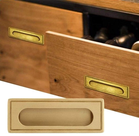 Maniglia per mobili in ottone - Inseribile - Sostegno cassetti - Sostegno contenitori - Resistente alla abrasione - Resistente alla corrosione - Dimensioni 105 x 38 x 12 mm - Maniglia per mobili