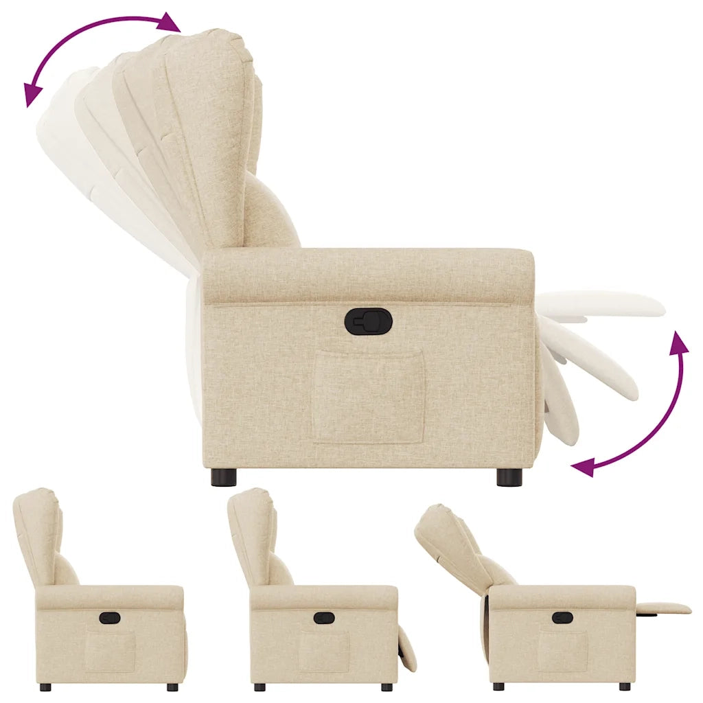 Poltrona | Sedia Relax Reclinabile in Tessuto Crema