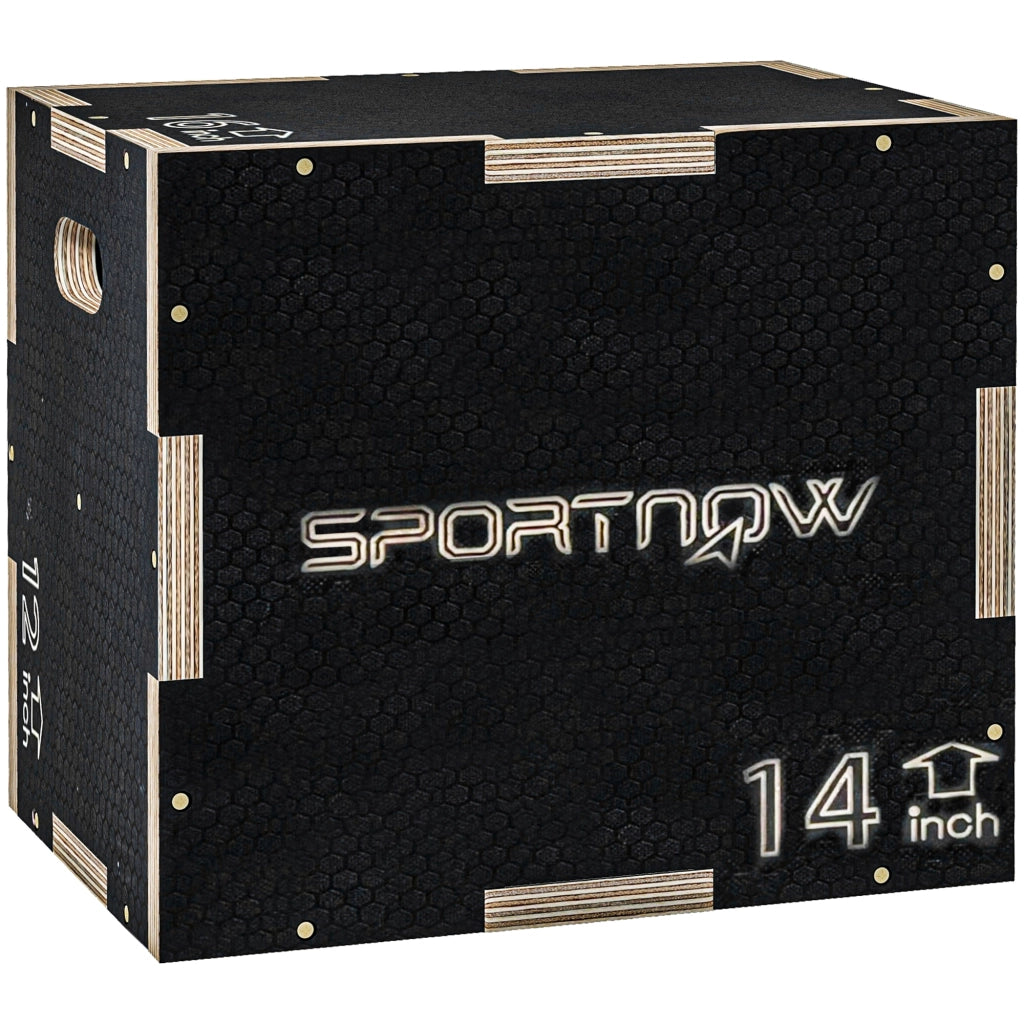 Box Jump Pliometrico a 3 Altezze in Legno Antiscivolo. 41-36-31cm. Nero