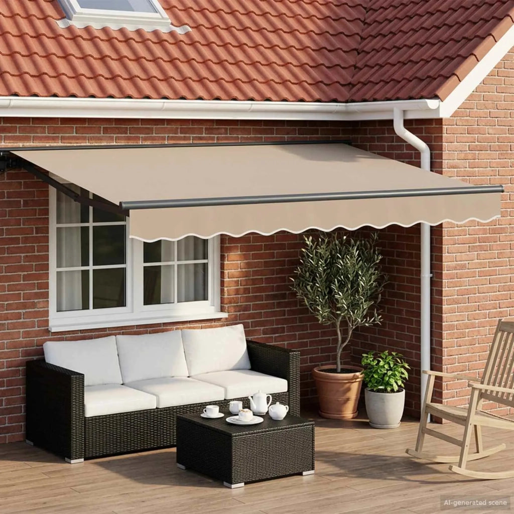 Cornice per Tenda Manuale con LED Beige e Antracite 3,5 x 2 m 3420775