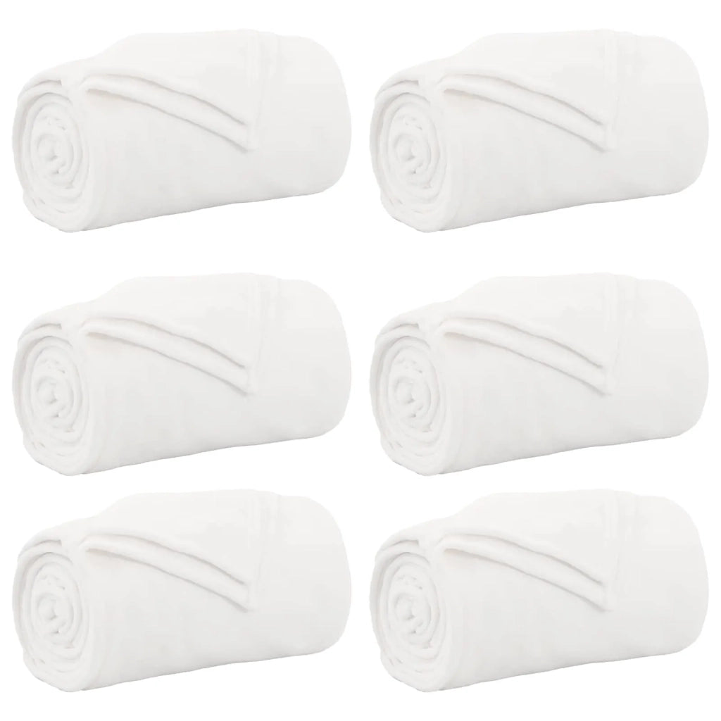 Coperte da Pile 6 pcs Bianco 130 x 150 cm Panno 42016813
