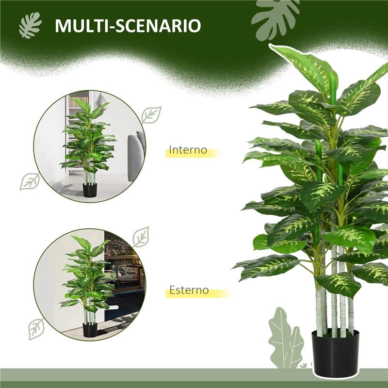 PIANTA ARTIFICIALE DECORATIVA ALTA 120 CM CON VASO NERO PER INTERNI ED ESTERNI