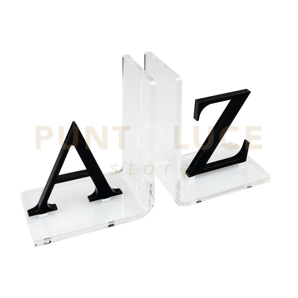 REGGILIBRO LETTERS IN CRISTALLO ACRILICO TRASPARENTE E NERO