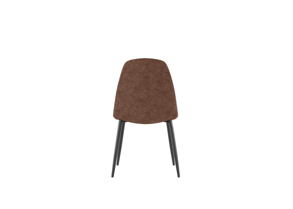 Sedia Brigitte in Similpelle Marrone con Struttura in Metallo Antracite - Seduta Imbottita Design Moderno Industrial - 4 Pezzi