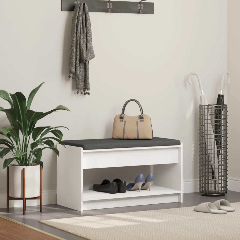 Panca per ingresso con cuscino Bianco 83 x 38 x 45 cm