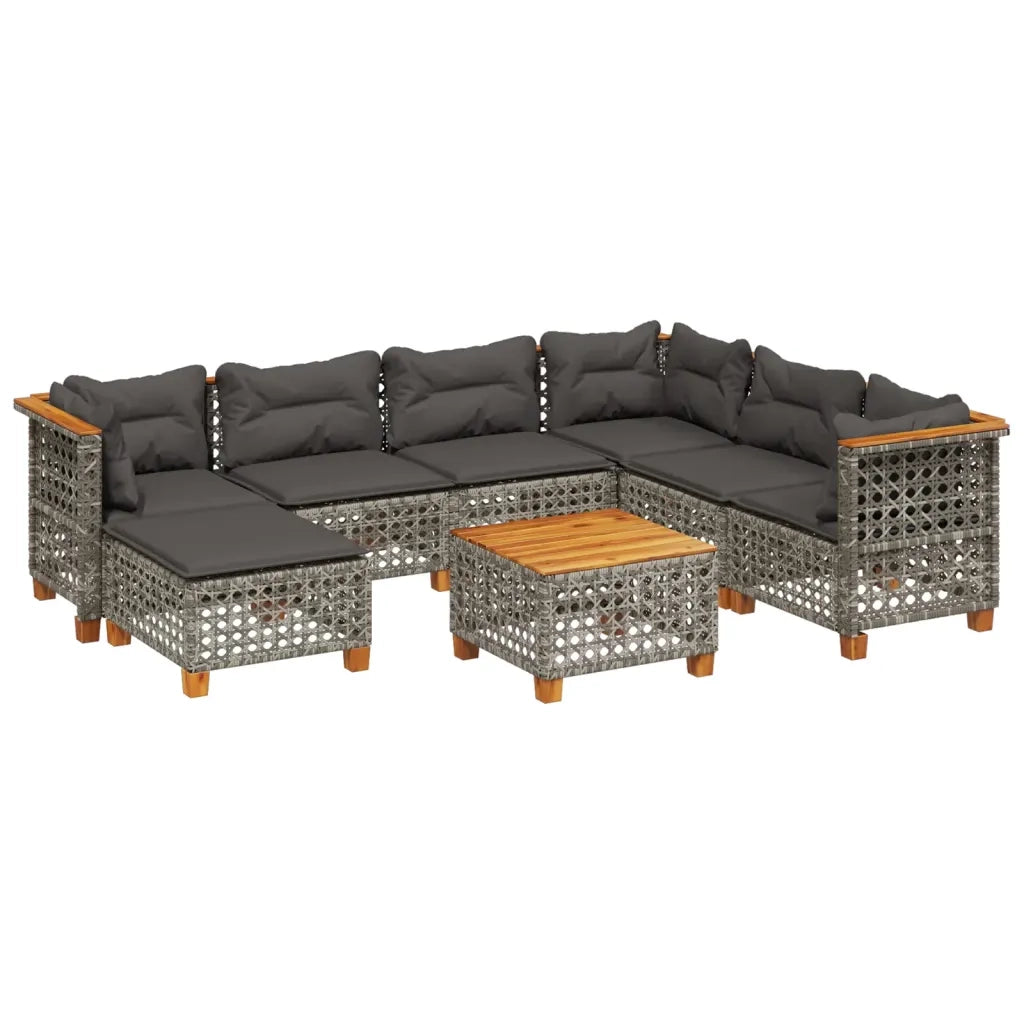 Set Divano da Giardino 8 pz con Cuscini Grigio in Polyrattan 3261945
