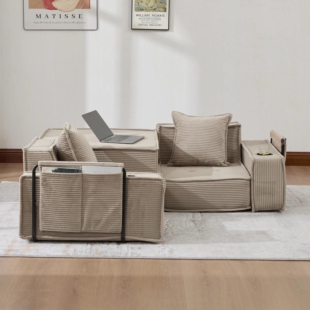 Divano Letto 2 Posti con Poggiapiedi e Cuscini ¨C MINIMAL ¨C Tessuto