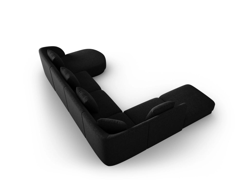 Cosmopolitan Design - Divano panoramico sinistro "Tulum" 6 posti in ciniglia nero 