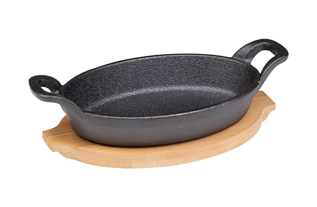 Tapas casseruola ovale 2 man. + supporto bamboo