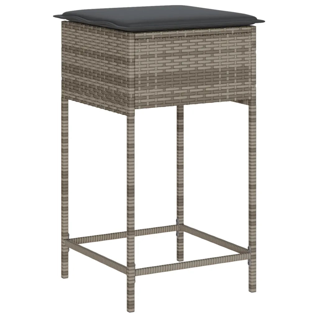Set Bar da Giardino 5 pz con Cuscini in Polyrattan Grigio 3261445