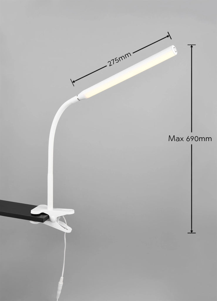 Lampada da scrivania moderna a clip touch LED 5W bianca RL
