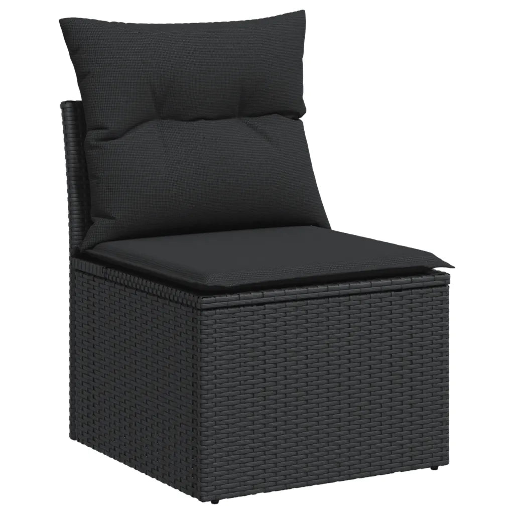 Set Divani da Giardino 10pz con Cuscini in Polyrattan Nero 3227987