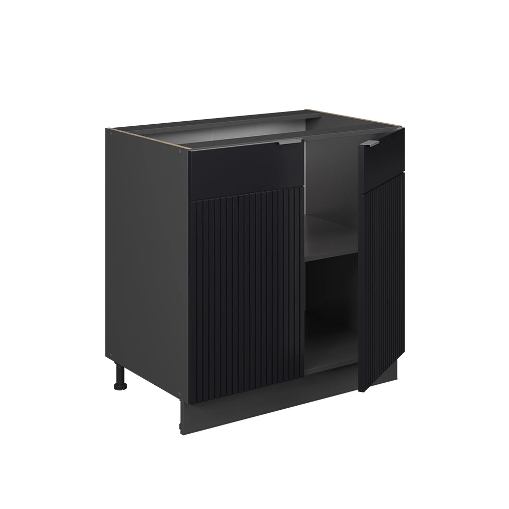 Mobile lavello cucina Fame-Line Nero rigato/Antracite 80 cm con ripiano, PL Marmo Vicco
