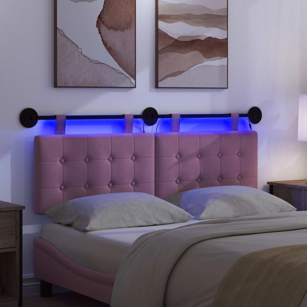 Testiera sospesa Con luce LED Rosa Tessuto 3424418
