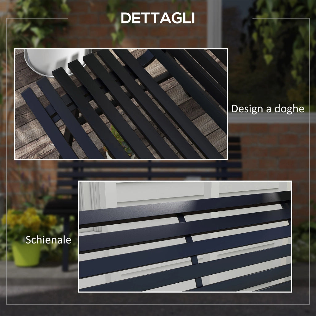 Panchina da giardino 2 posti ¨C Xylo ¨C Alluminio nero a doghe 123x67x79cm