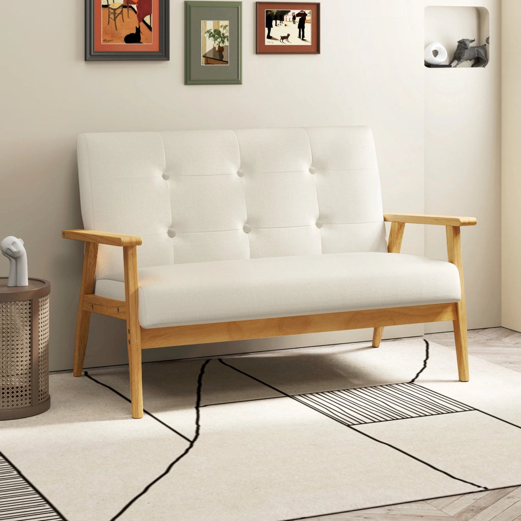 Divano 2 posti ¨C Minimal ¨C beige tessuto trapuntato