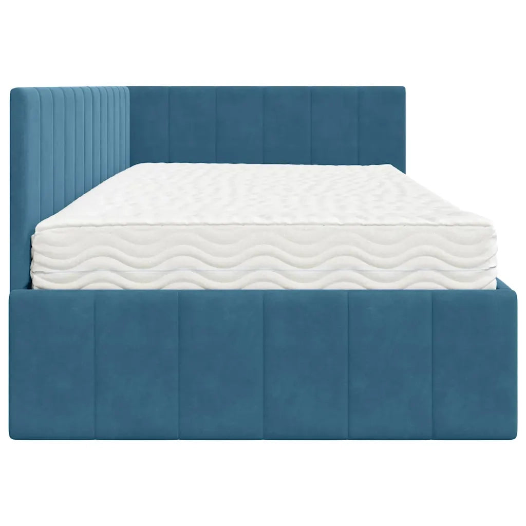 Struttura Letto Angolare con Materasso 2 pcs Blu Velluto 3393847