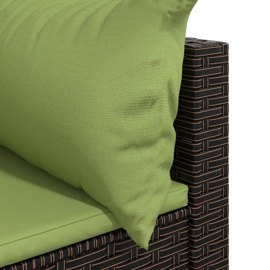 Divani Angolari da Giardino con Cuscini 2pz Polyrattan Marrone 319826