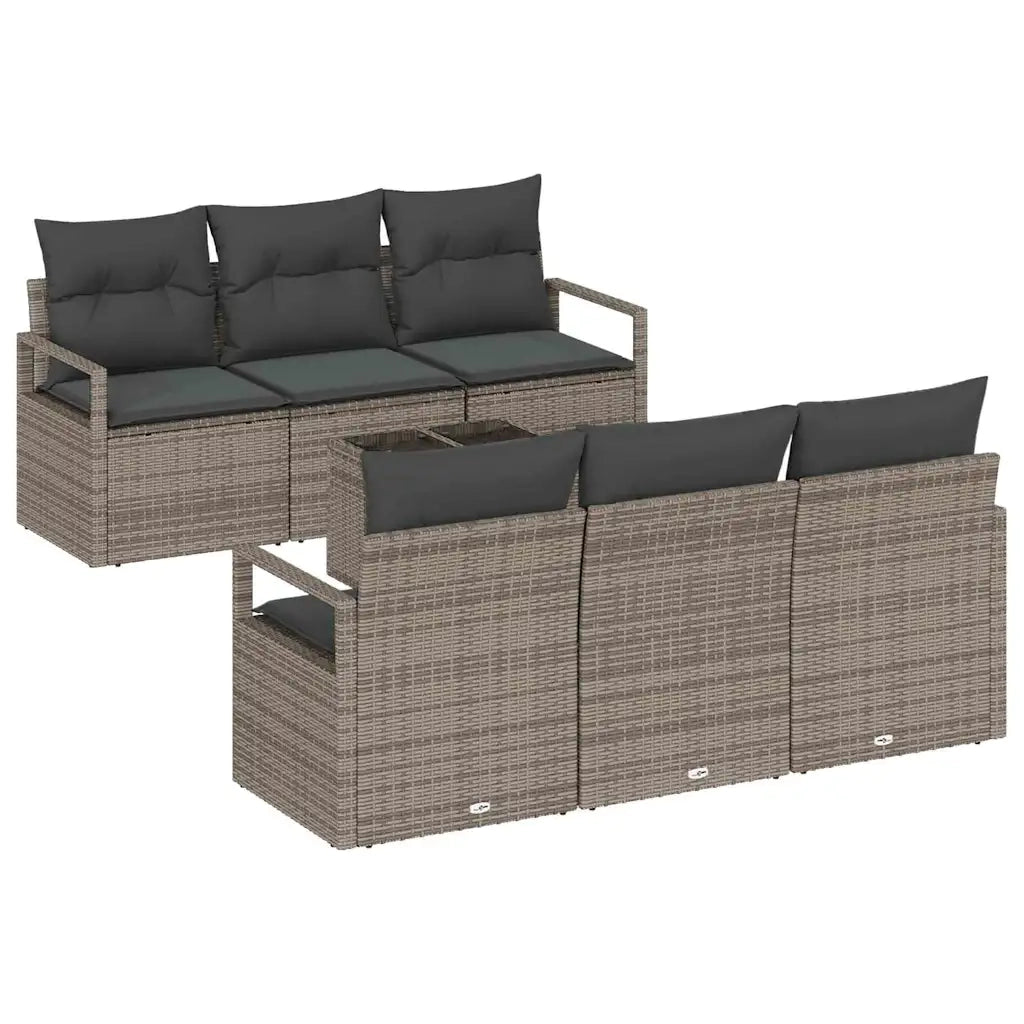 Set di divani 7 pcs Grigio polyrattan