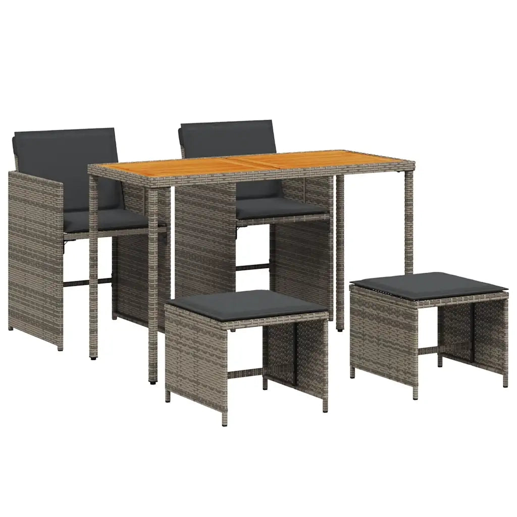 Set da Pranzo da Giardino 5 pz con Cuscini in Polyrattan Grigio 365086