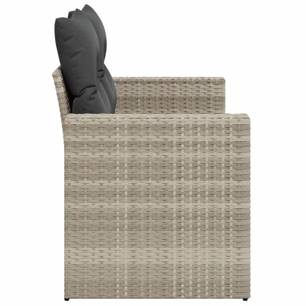 Divano da Giardino con Cuscini 2 Posti Grigio Chiaro Polyrattan 366195
